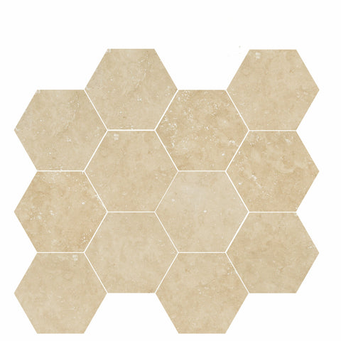 Tile Collection Luxury 3x3 Hexagon Mosaic Tile Marfil Rectified