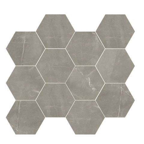 Tile Collection Luxury 3x3 Hexagon Mosaic Tile Amani Grey Rectified
