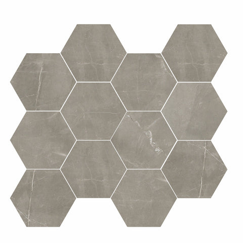 Tile Collection Luxury 3x3 Hexagon Mosaic Tile Amani Grey Rectified