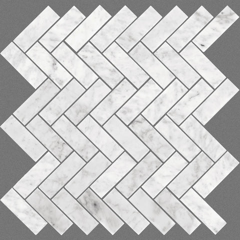 Shaw Tile Chateau Herringbone Bianco Carrara 12x12 Swatch