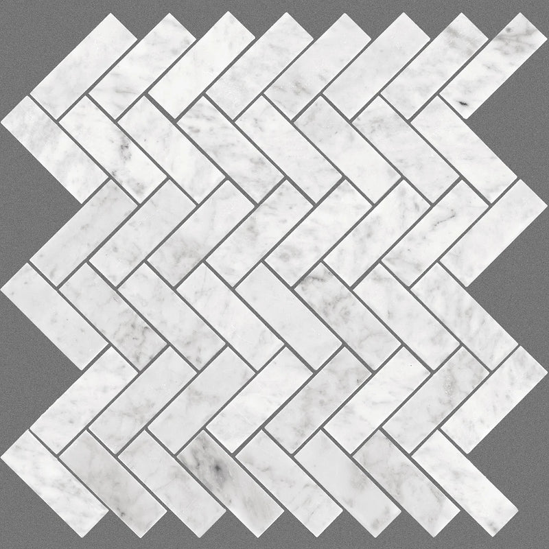 Shaw Tile Chateau Herringbone Bianco Carrara 12x12