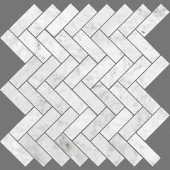 Shaw Tile Chateau Herringbone Bianco Carrara 12x12 Swatch