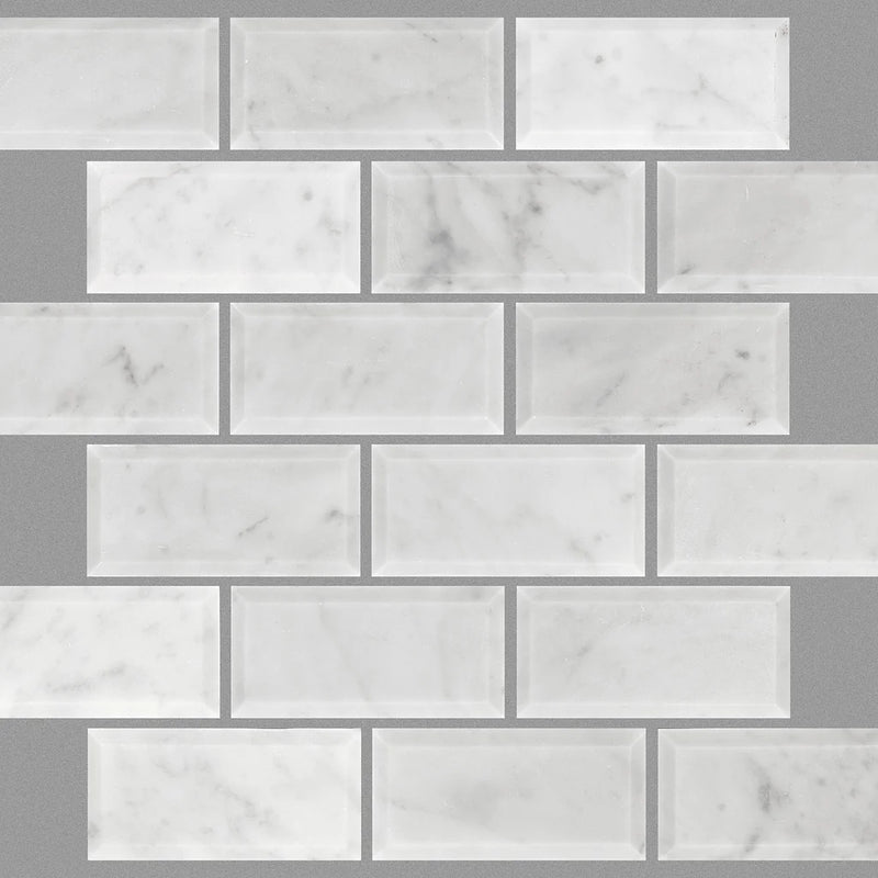 Shaw Tile Chateau 2x4 Beveled Edge Mosaic  Bianco Carrara12x12