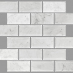 Shaw Tile Chateau 2x4 Beveled Edge Mosaic  Bianco Carrara12x12 Swatch