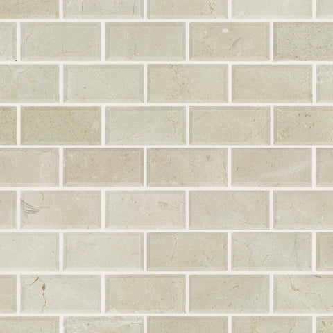 Shaw Tile Chateau 2x4 Beveled Edge Mosaic Crema Marfil 12x12 Swatch
