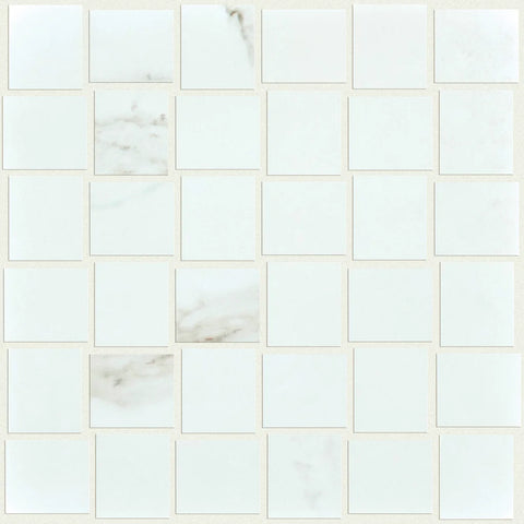 Shaw Tile Casino BW Mosaiced Polished Calacatta 12"x12" Swatch