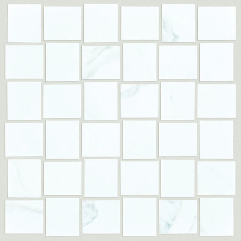 Shaw Tile Casino BW Mosaic Polished Statuario 12"x12" Swatch
