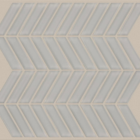 Shaw Tile Cardinal Mist Chevron Glass Mosaic Wall Swatch