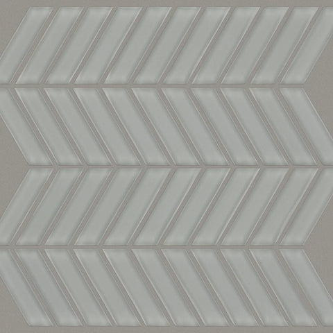 Shaw Tile Cardinal Shadow Chevron Glass Mosaic Wall Swatch