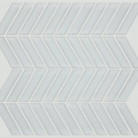 Shaw Tile Cardinal Ice Chevron Glass Mosaic Wall Swatch