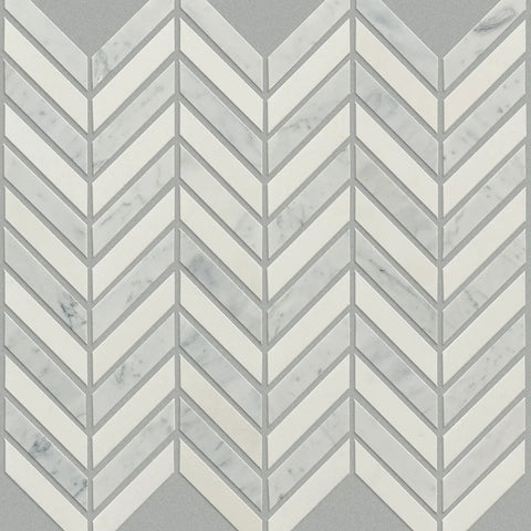 Shaw Tile Chateau Chevron Bianco Carrara 12x12 Swatch