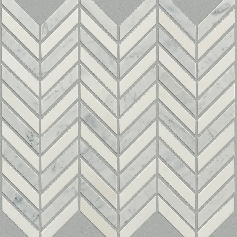 Shaw Tile Chateau Chevron Bianco Carrara 12x12