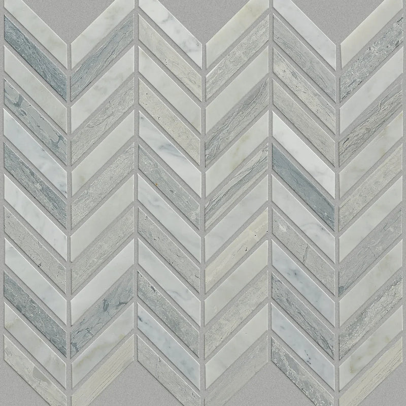 Shaw Tile Chateau Chevron Blue Grigio 12x12