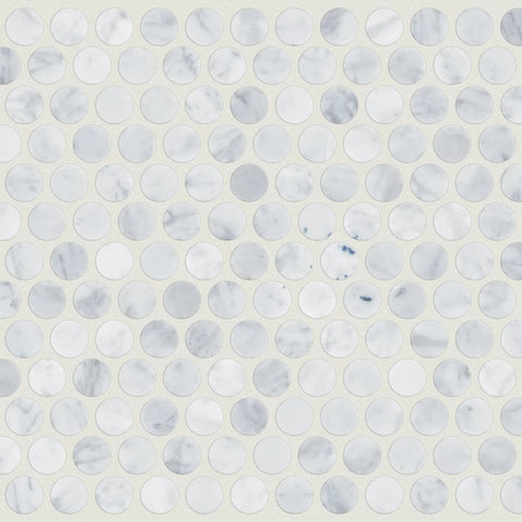 Shaw Tile Chateau Penny Round Mosaic Bianco Carrara Swatch