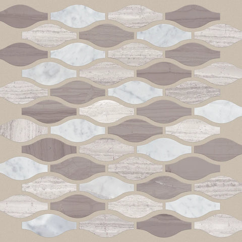 Shaw Tile Chateau Ornament Bianco Carrara Rockwood Urban Grey 12x12 Swatch