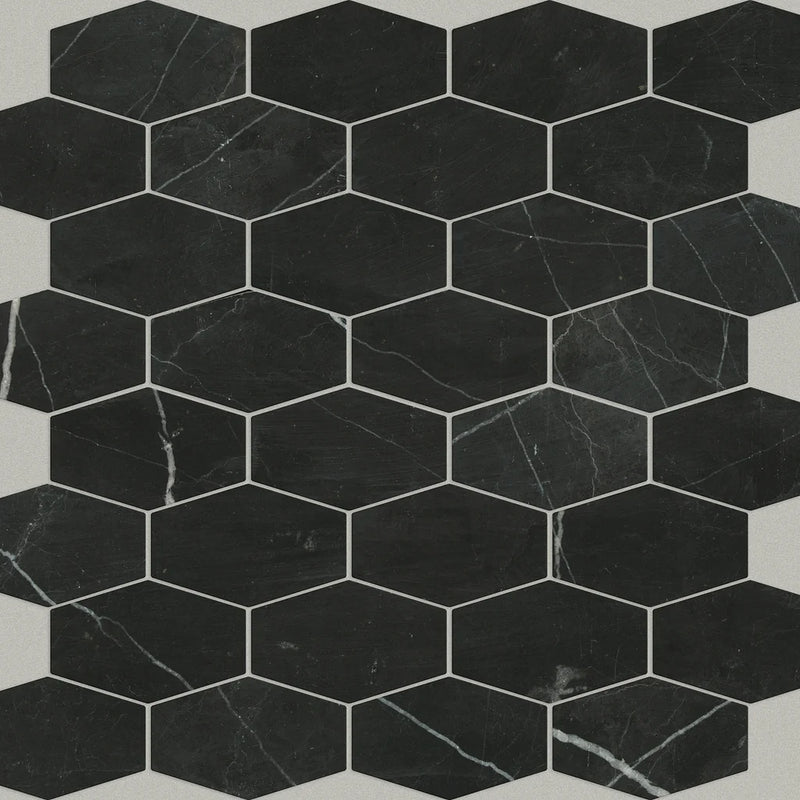Shaw Tile Chateau Stretch Hexagon Nero Marquina