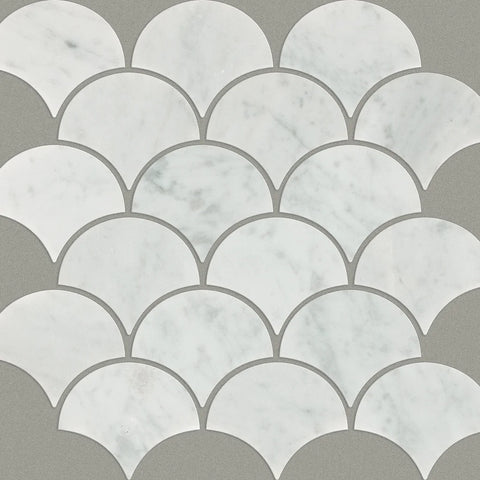 Shaw Tile Chateau Fan Mosaic Bianco Carrara Swatch