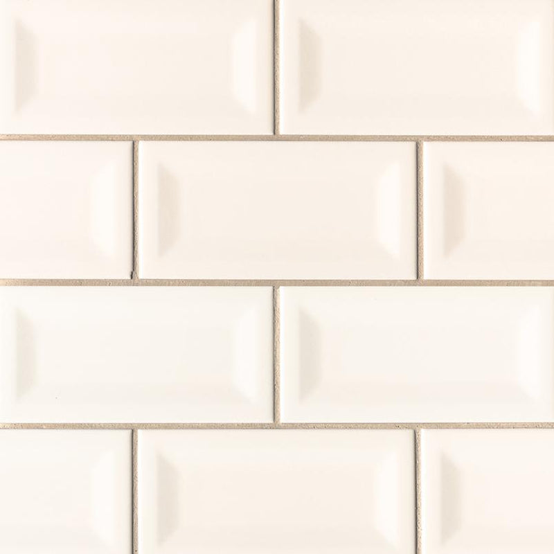 Domino Ceramic Tile Collection Almond Glossy Inverted Beveled - 3