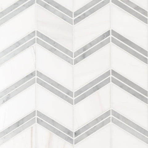 Marble Tile Collection Bianco Dolomite Cheveron Swatch