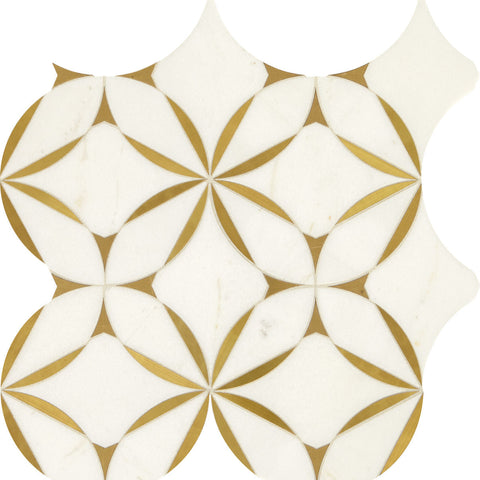 Daltile Lavaliere Mosaic Blossom Thassos White/Brass