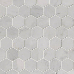 Marble Tile Collection Carrara White 2" Hexagon Swatch