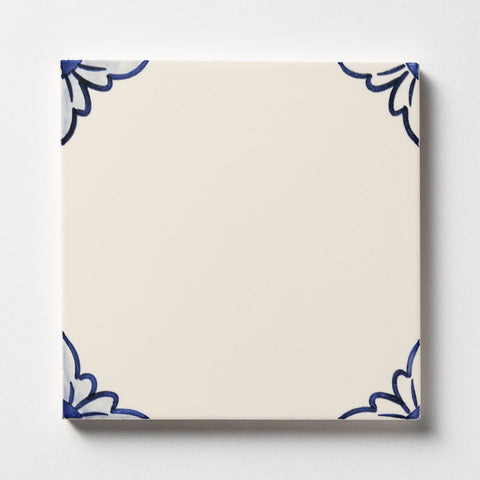 W.D.C. Cottage Painted Tile Primrose Dark Navy Close