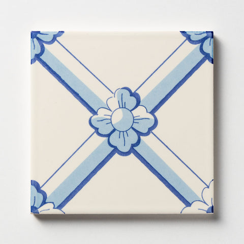 W.D.C. Cottage Painted Tile Lattice Bloom Close