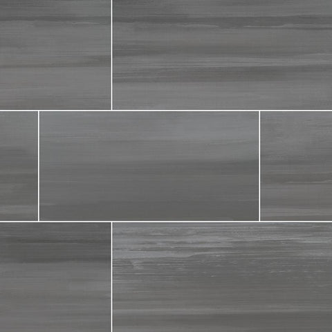 Watercolor Porcelain Tile Collection Graphite - 12"x24"  Swatch