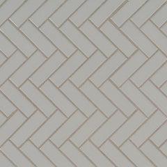 Domino Porcelain Tile Collection Gray Glossy Herringbone Mosaic Swatch
