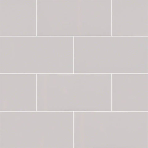 Domino Ceramic Tile Collection Gray Glossy Subway Tile - 3"x6"