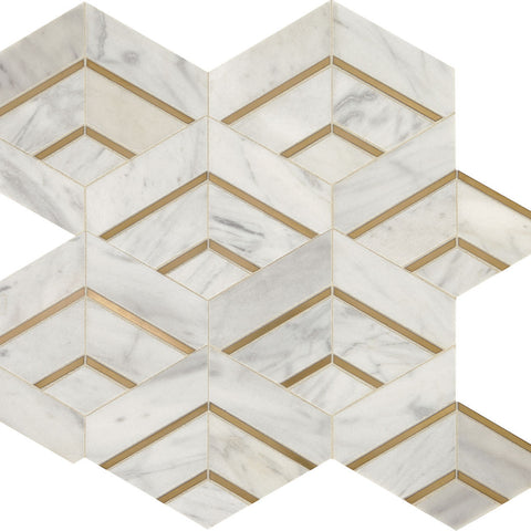 Daltile Lavaliere Mosaic Intermix Alluring White Brass