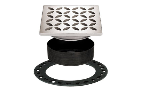 KERDI-DRAIN GRATE KIT 4" BRUSHED STN STEEL FLORAL