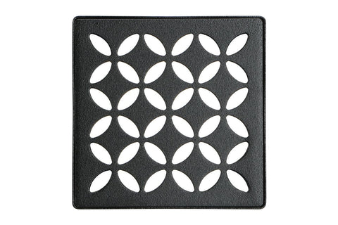 KERDI-DRAIN GRATE KIT 4" MATTE BLACK FLORAL