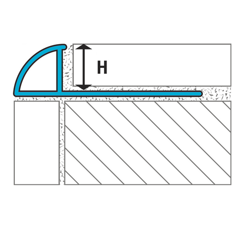 Laticrete Round Edge Profiles Textured Aluminum Platinum