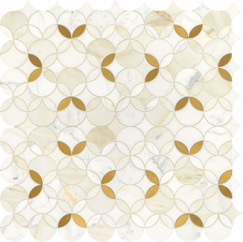 Daltile Lavaliere Mosaic Sharpestry Calacatta Gold Brass