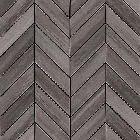 Watercolor Porcelain Tile Collection Graphite- 12"x15" Chevron Mosaic Swatch