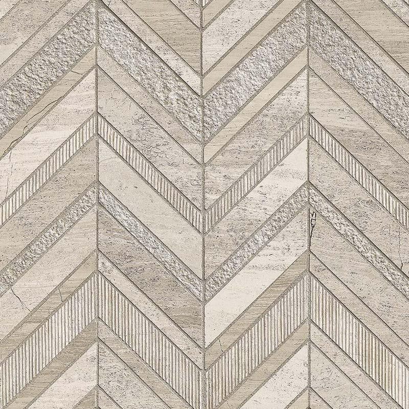 Marble Tile Collection White Quarry Chevron 12