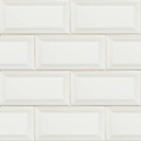 Domino Ceramic Tile Collection White Glossy Beveled - 3"x6" 