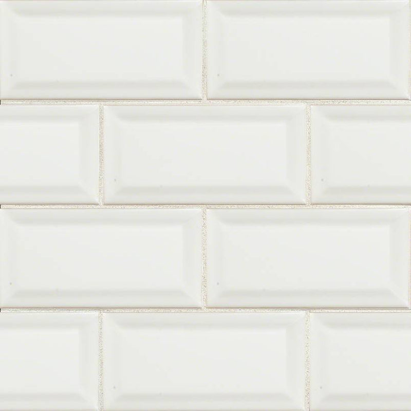 Domino Ceramic Tile Collection White Glossy Beveled - 3