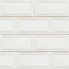Domino Ceramic Tile Collection White Glossy Beveled - 3"x6" 