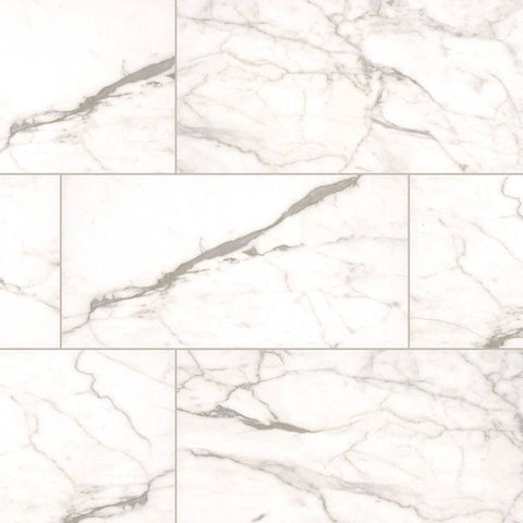 Essentials Ceramic Tile Collection White Vena - 12"x24" 