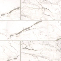Essentials Ceramic Tile Collection White Vena - 12"x24" 