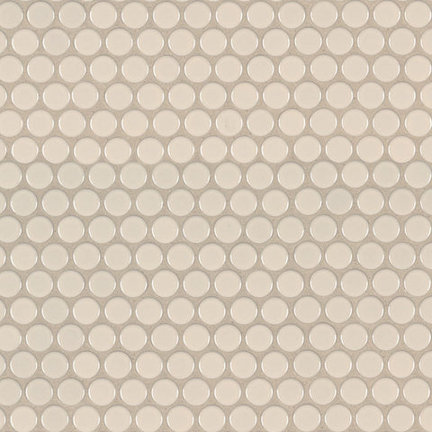 MSI Domino Almond Glossy Penny Round Mosaic Porcelain Tile Swatch