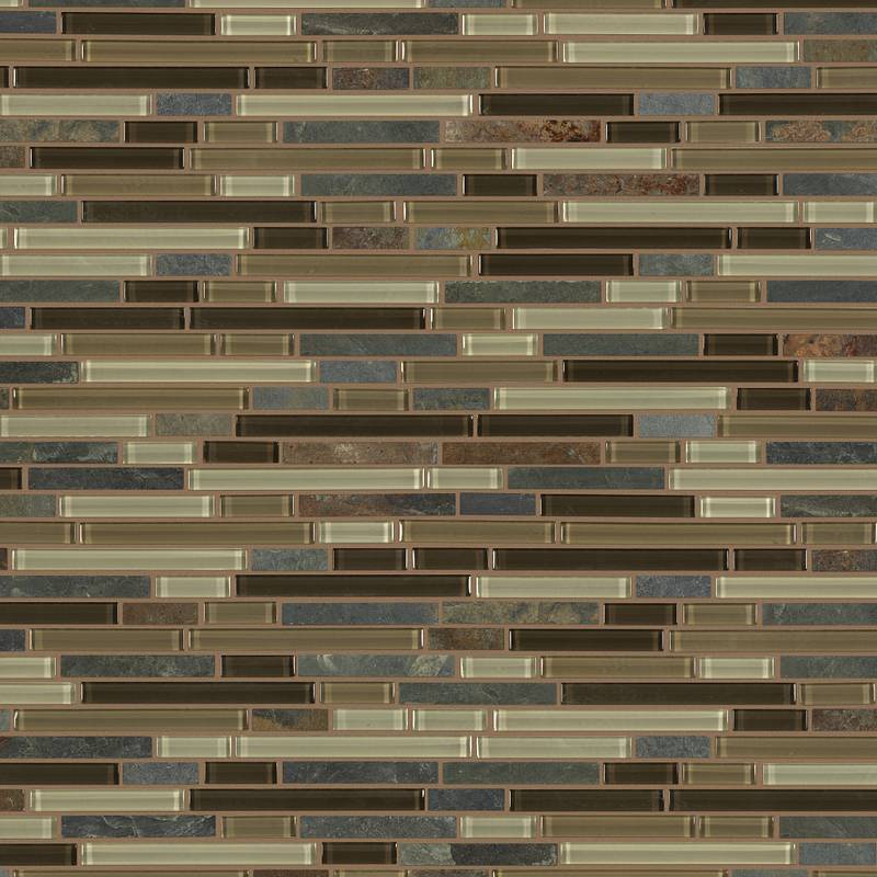 Shaw Tile Awesome Mix Amber Tea Random Linear Mosaic Wall