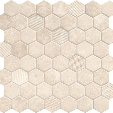 Daltile Vintage Hex Mosaic Hexagon Antique Beige