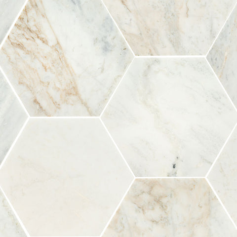 MSI Arabescato Venato White 8" Hexagon - Honed Swatch