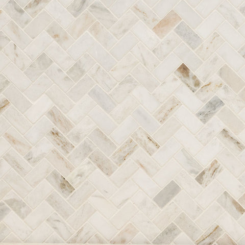 MSI Arabescato Venato White Herringbone Swatch
