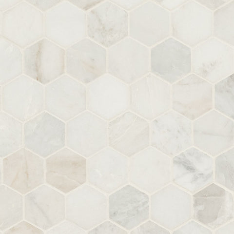 MSI Arabescato Venato White 2" Hexagon - Honed Swatch
