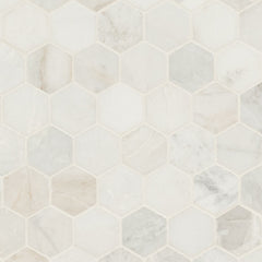 MSI Arabescato Venato White 2" Hexagon - Honed Swatch