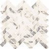 Daltile Eclessia Marble Mosaic Herringbone Arabescato Argento